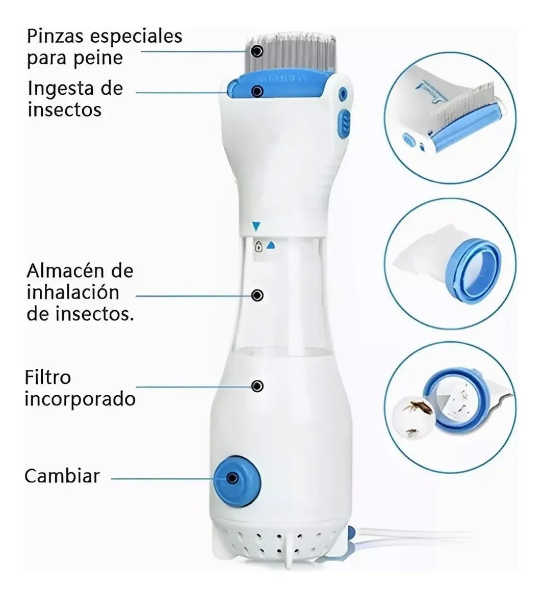 Peine Eléctrico Aspiradora Para Piojos